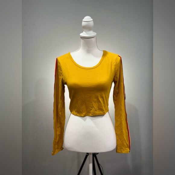 Heart & Hips Tops - CLEARANCE! Gold Boutique Heart & Hips Rainbow Sleeve Crop Top Size M NWT